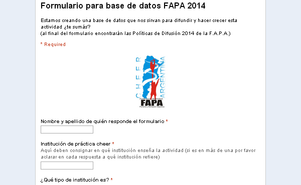 Formulario para base de datos FAPA 2014CAPTURA